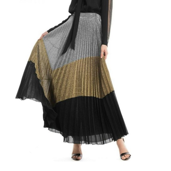 Gracia Dresses & Skirts - Gracia Metallic Pleated Maxi Skirt